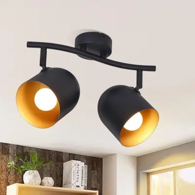 NETTLIFE Stropna svetilka E14 Črno-zlata Stropna svetilka Vintage Industrijska Svetilka za Hodnik Nastavljiva Brez Žarnice