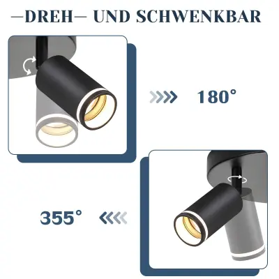 NETTLIFE moderna črna stropna svetilka: 3 nastavljivi kovinski stropni reflektorji, stropna svetilka GU10, brez žarnice