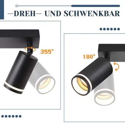 NETTLIFE Moderna stropna svetilka s 5 točkami: Črna stropna svetilka GU10, kovinska notranja svetilka za dnevno sobo, brez žarnice