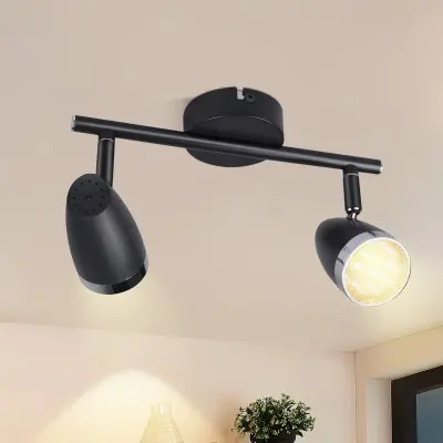 NETTLIFE Moderna LED stropna svetilka 2 žarnici 4W črna 3000K nastavljiva 350°