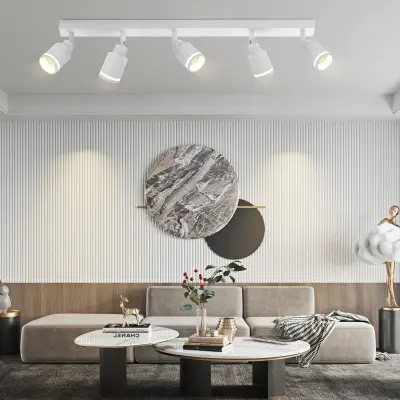 NETTLIFE Moderna bela stropna svetilka: 5 nastavljivih kovinskih stropnih reflektorjev, stropna svetilka GU10, za spalnico, brez žarnice