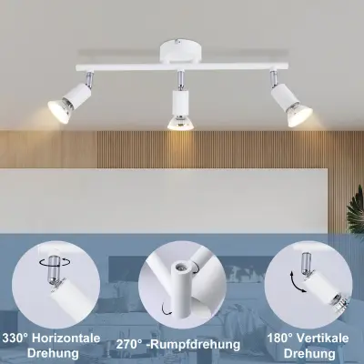 NETTLIFE LED stropna svetilka s 3 žarnicami - moderna toplo bela GU10 notranja stropna svetilka