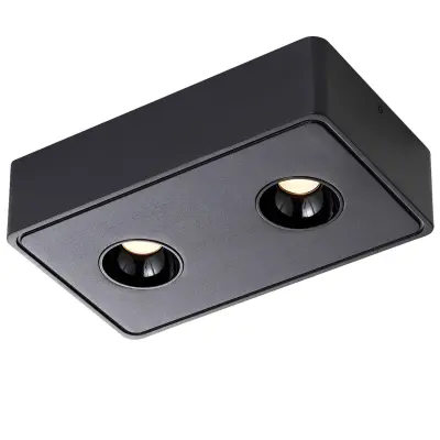 NETTLIFE 2 LED stropna reflektorja za površinsko montažo, črna, 11 W, kvadratna, toplo bela, za dnevno sobo, hodnik, spalnico, jedilnico, kuhinjo