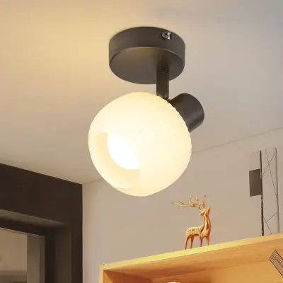 NETTLIFE Črna stropna svetilka E14 Vintage steklena senčila Notranja moderna svetilka za spalnico Dnevna soba