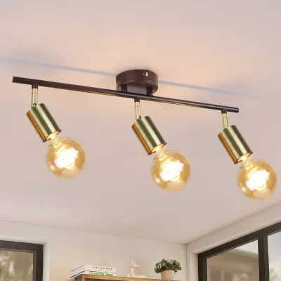 NETTLIFE 3 vintage stropne svetilke E27 industrijska svetilka črno-zlata retro vrtljiva moderna za kuhinjo, hodnik, jedilnico