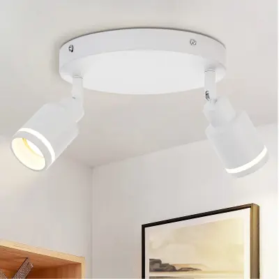 NETTLIFE Moderna stropna svetilka, 2 nastavljivi žarnici, GU10, bela kovina