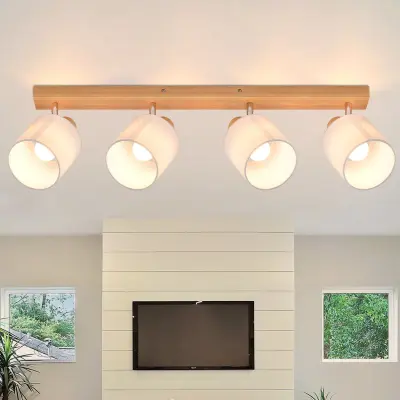 NETTLIFE 4 moderne lesene stropne svetilke za dnevno sobo E14 MAX.25W tkaninska zaslonska svetilka za spalnico, kuhinjo, hodnik, brez žarnice