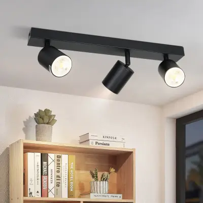 NETTLIFE 3 žarnice, max. 25 W LED črna GU10 stropna svetilka, vrtljiva 350°, moderna svetilka za hodnik, industrijska stenska svetilka