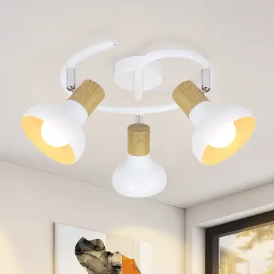 NETTLIFE Vintage stropna svetilka E14, notranja, nastavljiva, bela, brez žarnice, industrijska, 3 luči, okrogla