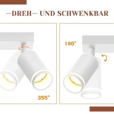 NETTLIFE Moderna bela stropna svetilka: 3 nastavljivi kovinski stropni reflektorji, stropna svetilka GU10, za spalnico, brez žarnice