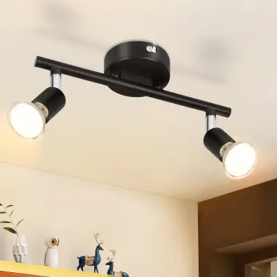 NETTLIFE 2 kosa črnih LED GU10 stropnih reflektorjev, stenskih luči za hodnik, spalnico, dnevno sobo