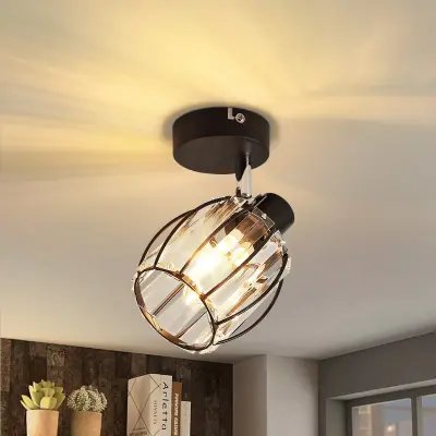 NETTLIFE Vintage črna kristalna stropna svetilka E14 za hodnik 350 nastavljiva industrijska zamenljiva