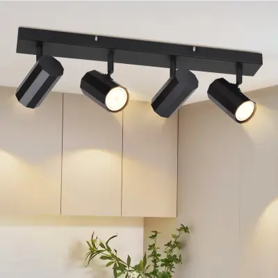 NETTLIFE 4 črne GU10 vintage kovinske stropne svetilke MAX. 25W za kuhinjo, jedilnico, dnevno sobo, spalnico, brez žarnic