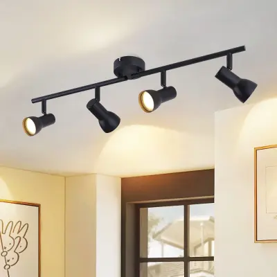 NETTLIFE Stropna svetilka s 4 plameni, GU10, moderna stropna svetilka, notranja, črna kovinska, za hodnik