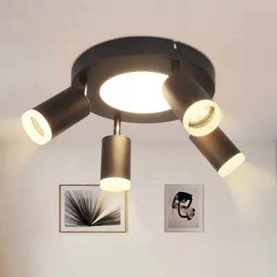 NETTLIFE Stropna svetilka 4 žarnice GU10 20W spalnica 3000k črna vrtljiva vrtljiva kovinska