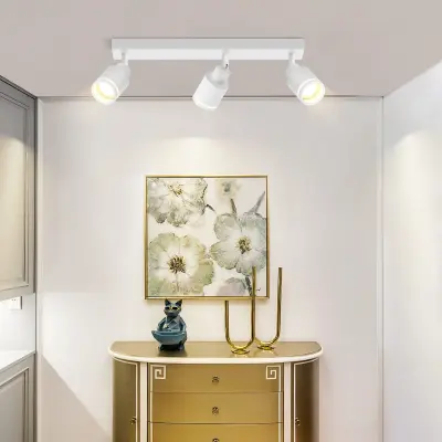 NETTLIFE Moderna bela stropna svetilka: 3 nastavljivi kovinski stropni reflektorji, stropna svetilka GU10, za spalnico, jedilnico, brez žarnice