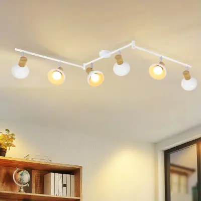 NETTLIFE Vintage stropna svetilka E14, notranja, nastavljiva, bela, vrtljiva, industrijska, 6 plamenov