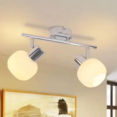 NETTLIFE 2 bela stropna reflektorja E14 notranja vintage steklena svetilka z senčnikom brez žarnic