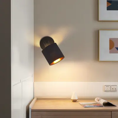 NETTLIFE Stropna svetilka MAX.40W Vintage črna stropna svetilka E14 Stenska svetilka s tkanino, vrtljiva za 350°, hodnik (brez žarnice)