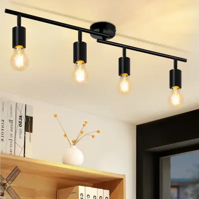 NETTLIFE stropna svetilka črna E27 stropni reflektor vintage industrijska svetilka za hodnik za dnevno sobo, spalnico, brez žarnice