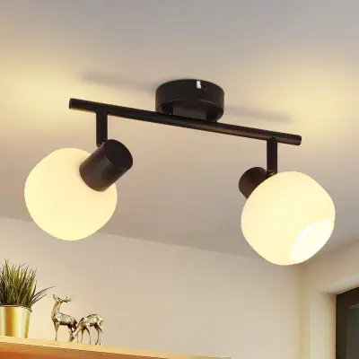 NETTLIFE Črna stropna svetilka E14 Notranja vintage steklena svetilka s senčnikom