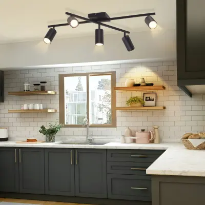 NETTLIFE črna stropna svetilka, 5-lučna stropna svetilka GU10, moderna svetilka za dnevno sobo za kuhinjo in spalnico