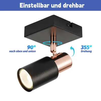 NETTLIFE Stropni reflektorji Stropni reflektorji 1 žarnica GU10 Črna