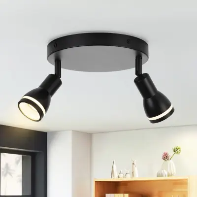 NETTLIFE LED stropna svetilka 2 žarnici črna stropna svetilka za dnevno sobo nastavljiva svetilka GU10 moderna svetilka