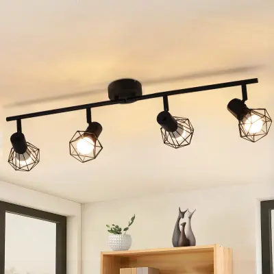 NETTLIFE 4 črne stropne svetilke, vintage retro, E14, industrijske, vrtljive za 350°, kovinske,