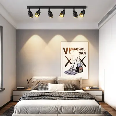 NETTLIFE Moderna črna stropna svetilka: 6 nastavljivih kovinskih stropnih reflektorjev, GU10 za spalnico, jedilnico, brez žarnice