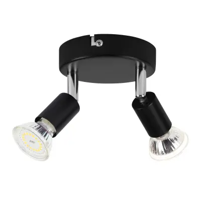 NETTLIFE Črna LED stropna svetilka z 2 žarnicama, GU10, industrijska