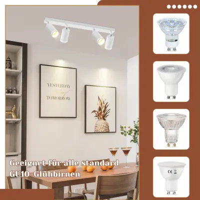 NETTLIFE Bela stropna svetilka s 4 žarnicami, moderna stropna svetilka GU10, nastavljiva notranja kovinska svetilka