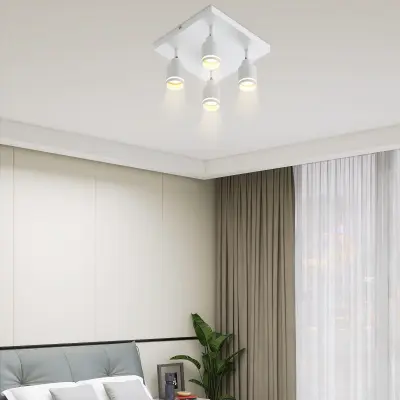 NETTLIFE LED stropna svetilka, 4 kvadratnih reflektorja, bela, nastavljiva GU10, notranja kovinska, brez žarnice