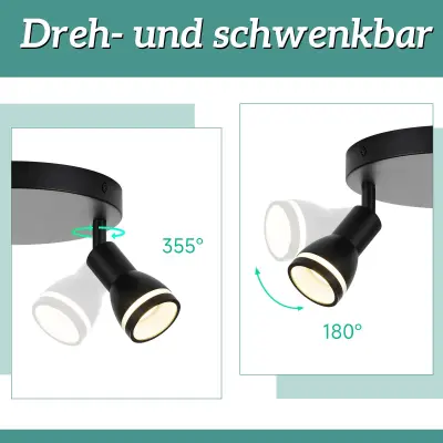 NETTLIFE moderna črna stropna svetilka: 3 nastavljivi kovinski stropni reflektorji, stropna svetilka GU10, za spalnico, brez žarnice