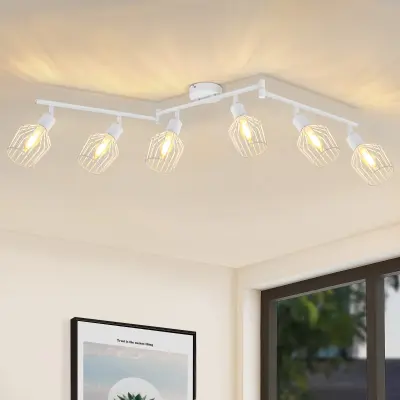NETTLIFE stropna svetilka 6 žarnic E14 retro bela nastavljiva LED stropna svetilka