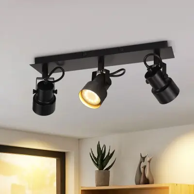 NETTLIFE Črna stropna svetilka, vintage, GU10, kuhinjska svetilka za nastavljive 3 vintage plamene