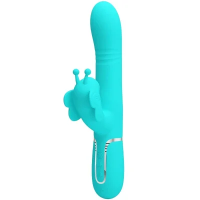PRETTY LOVE - VEČFUNKCIONALNI VIBRATOR RABBIT 4 V 1 BUTTERFLY AQUA GREEN