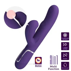 PRETTY LOVE - VIBRATOR PERLITA G-SPOT 3 V 1 MULTIFUNKCIJSKI VIJOLIČEN
