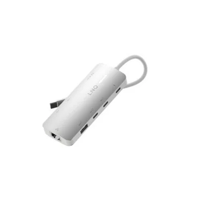 LinQ, Multiport Hub Pro 8-in-1 HDMI 8K USB-C Power Delivery 140W 10Gbps, Siva