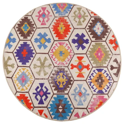 Preproga, Rug pralna večbarvna Ø 120 cm protizdrsna