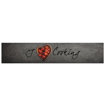 Kuhinjska Preproga, Rug pralna napis Cooking 60x300 cm žamet
