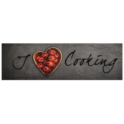 Kuhinjska Preproga, Rug pralna napis Cooking 45x150 cm žamet