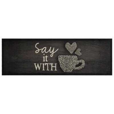 Kuhinjska Preproga, Rug pralna skodelica črna 60x180 cm žamet