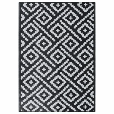 Zunanja Preproga, Rug bela in črna 140x200 cm PP