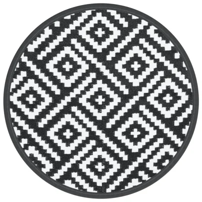 Zunanja Preproga, Rug bela in črna Ø160 cm PP