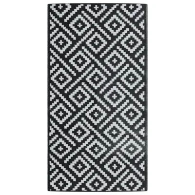 Zunanja Preproga, Rug bela in črna 80x150 cm PP
