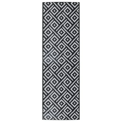 Zunanja Preproga, Rug Bela in črna 80x250 cm PP
