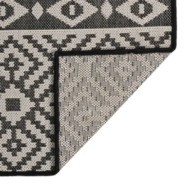 Zunanja Preproga, Rug ploščato tkanje 80x250 cm črne črte