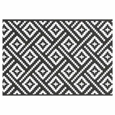 Zunanja Preproga, Rug bela in črna 160x230 cm PP