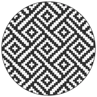 Zunanja Preproga, Rug bela in črna Ø120 cm PP